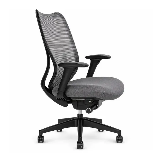 Buzz Seating Cloud black ergonomic office chair with mesh back, molded foam seat, seat slider, multi-function arms, and synchro-tilt mechanism