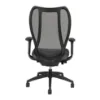 Buzz Seating Cloud black ergonomic office chair with mesh back, molded foam seat, seat slider, multi-function arms, and synchro-tilt mechanism