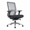 Buzz Seating Dapper ergonomic executive chair with mesh back, polished aluminum back uprights, polished aluminum base, seat slider, synchro-tilt, and height-adjustable arms