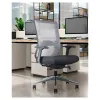 Buzz Seating Dapper ergonomic executive chair with mesh back, polished aluminum back uprights, polished aluminum base, seat slider, synchro-tilt, and height-adjustable arms
