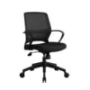 Orion mesh back conference chair with black frame, fixed loop arms, premium woven nylon mesh, adjustable seat height, swivel, and spring tilt
