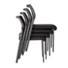 Oslo mesh back armless stacking guest chair with black aluminum frame, contoured molded seat, waterfall front edge, and Black fabric or PU leather seat options