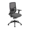 Starlight high back luxe ergonomic task chair with textured mesh back, seat slider, 4D adjustable arms, height-adjustable lumbar support, synchro-tilt, and black frame