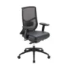 Starlight high back luxe ergonomic task chair with textured mesh back, seat slider, 4D adjustable arms, height-adjustable lumbar support, synchro-tilt, and black frame