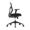 Starlight mid back ergonomic task chair with breathable mesh back, molded waterfall seat, adjustable arms, synchro-tilt, and black five-star base