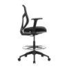 Starlight ergonomic drafting stool with breathable mesh back, adjustable lumbar support, adjustable chrome foot ring, padded armrests, and black five-star base