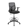 Starlight ergonomic drafting stool with breathable mesh back, adjustable lumbar support, adjustable chrome foot ring, padded armrests, and black five-star base