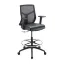 Starlight ergonomic drafting stool with breathable mesh back, adjustable lumbar support, adjustable chrome foot ring, padded armrests, and black five-star base