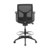 Starlight ergonomic drafting stool with breathable mesh back, adjustable lumbar support, adjustable chrome foot ring, padded armrests, and black five-star base