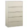 5 drawer commercial steel lateral file cabinet with locking drawers, powder-coated finish, and ball-bearing drawer slides.