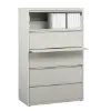 5 drawer commercial steel lateral file cabinet with locking drawers, powder-coated finish, and ball-bearing drawer slides.