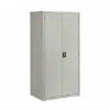 Oversized commercial steel storage cabinet with four adjustable shelves, welded construction, and secure three-point locking doors.
