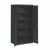 Oversized commercial steel storage cabinet with four adjustable shelves, welded construction, and secure three-point locking doors.