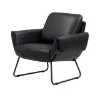 OfficeSource Peyton upholstered lounge chair with Onyx PU leather upholstery, padded arms, hardwood frame, and black steel sled base.