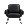 OfficeSource Peyton upholstered lounge chair with Onyx PU leather upholstery, padded arms, hardwood frame, and black steel sled base.