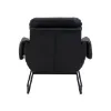 OfficeSource Peyton upholstered lounge chair with Onyx PU leather upholstery, padded arms, hardwood frame, and black steel sled base.