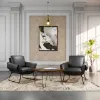 OfficeSource Peyton upholstered lounge chair with Onyx PU leather upholstery, padded arms, hardwood frame, and black steel sled base.