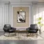 OfficeSource Peyton upholstered lounge chair with Onyx PU leather upholstery, padded arms, hardwood frame, and black steel sled base.