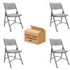 OfficeSource commercial blow molded plastic folding chair with contoured gray seat, powder-coated steel frame, and lightweight folding design.
