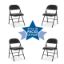 OfficeSource steel folding chair with padded vinyl seat and back, durable black steel frame, and commercial folding design.