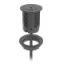 Black desktop power grommet with one AC outlet, USB-A, USB-C charging, USB-C data transfer, designed for standard office desk grommets.