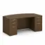 71-inch bow front executive desk with built-in drawers in commercial laminate for executive and professional office spaces.