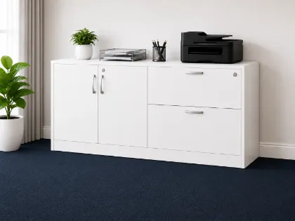 Picture of Lateral File Storage Cabinet Credenza with Locking Drawers and Adjustable Shelf
