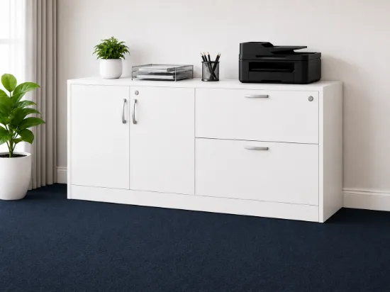 Picture of Lateral File Storage Cabinet Credenza with Locking Drawers and Adjustable Shelf