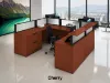 Commercial U-shaped reception desk with elevated transaction counter, frosted acrylic privacy panels, integrated storage, and modern laminate finish.