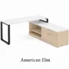 72-inch white L-shaped executive desk with storage credenza, locking file drawers, and black metal legs in a modern commercial office.