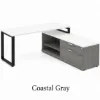 72-inch white L-shaped executive desk with storage credenza, locking file drawers, and black metal legs in a modern commercial office