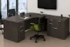 Bow Front Executive L-Shaped Desk with locking file drawers in a modern commercial office.