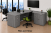 Bow Front Executive L-Shaped Desk with locking file drawers in a modern commercial office.