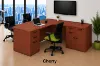 Bow Front Executive L-Shaped Desk with locking file drawers in a modern commercial office.