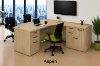 Bow Front Executive L-Shaped Desk with locking file drawers in a modern commercial office.