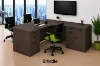 Bow Front Executive L-Shaped Desk with locking file drawers in a modern commercial office.