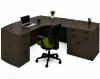 Bow Front Executive L-Shaped Desk with locking file drawers in a modern commercial office.