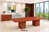 10-foot executive conference table with matching storage credenza featuring glass doors in a modern boardroom.