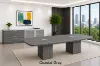 10-foot executive conference table with matching storage credenza featuring glass doors in a modern boardroom.