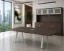 Modern executive conference table with powder-coated metal legs and matching storage credenza 