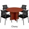 Round conference table with mesh back chairs for office meeting rooms