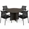 Round conference table with mesh back chairs for office meeting rooms