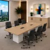	Executive conference room suite with cube conference table, leather conference chairs, and locking storage credenza
