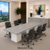 	Executive conference room suite with cube conference table, leather conference chairs, and locking storage credenza