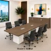 	Executive conference room suite with cube conference table, leather conference chairs, and locking storage credenza