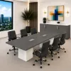 	Executive conference room suite with cube conference table, leather conference chairs, and locking storage credenza