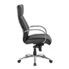 Executive high back office chair with polished chrome frame, premium black upholstery, and ergonomic design.
