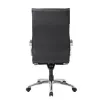 Executive high back office chair with polished chrome frame, premium black upholstery, and ergonomic design.