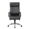 Executive high back office chair with polished chrome frame, premium black upholstery, and ergonomic design.
