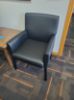 Picture of Reception Chair , Black Vinyl and Wood Legs 